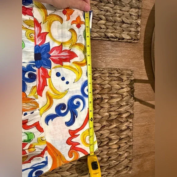 Louise Made in Italy 100% Linen Colorful Baroque Maxi Skirt Size M - Picture 4 of 7